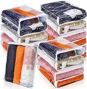 Kingdder 16 Pcs Clear Vinyl Zippered Sweater Storage Bags with Zipper Plastic Sheet Organizer and Storage for Clothing Blankets Sheet Linen Bed Pillow Cube Organizer(16 x 14 x 2.5 Inch)