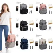 LEQUEEN Women's USB Diaper Bag Multifunction Nappy Bag Changing Pad Backpack Bag