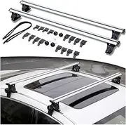 2PCS Compatible for Peugeot Clio Lockable Roof Rail Rack Rooftop Luggage Sedan Crossbars Cross Bars Aluminum Alloy(Silver)