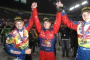 Mikko Hirvonen and Jari Matti Latvala with 2008 World Champion Seb- 2008 Photo