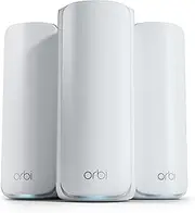 NETGEAR Orbi 770 Series Tri-Band WiFi 7 Mesh Network System (RBE773) - Router + 2 Satellite Extenders, Security Features, Up to 11Gbps, Covers up to 8,000 sq. ft., 100 Devices, 2.5 Gig Internet Port