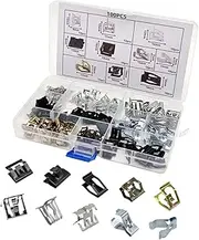 MotiveTech 100 Pieces Metal Trim Panel Spring Clip, Car Trim Moulding Clip Kit 4A0-867-276A Sturdy Premium High Performance Auto U Clips