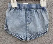 Cotton on Juno Denim Shorts Baby Girls 3-6m Light Chambray Wash Pull On Style