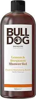 BULLDOG Skincare for Men Shower Gel - Lemon and Bergamot, Body Wash with Light and Refreshing Explosion of Citrus, 100 Percent Narural Fragrance, Recycled Bottle, Vegan, 500ml