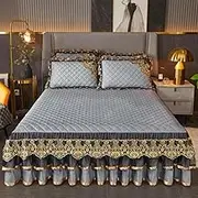 Ruffle Bedspread Sheet, Ruffle Skirt Bedspread, Ruffle Skirt Bedspread King, Dust Ruffle Bedskirt Twin Size, King Size Sheet Set With Bed Skirt, Ruffle Lace Bedspread, 3 Piece Set(C,150x200CM/59x79in)