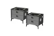 Oikiture Set of 2 Smart Bedside Tables Grey