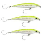 3x Rapala 12cm Saltwater X Rap Long Cast Shallow Minnow Lure -Hot Chartreuse UV