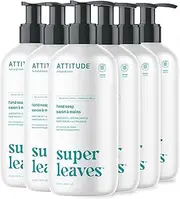 ATTITUDE Liquid Hand Soap, Plant- and Mineral-Based Formula, Vegan & Cruelty-free Personal Care Products, Hypoallergenic, Unscented, 16 Fl Oz (Pack of 6)