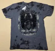 NWT Affliction T-Shirt Gray Tie-Dye "Tried & True" Eagle and Shield Size 2XL