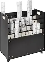 VEVOR Blueprint Storage Rack, 50 Slots Mobile Blueprint Storage Cabinet, Wooden Roll File Organizer Cart for Construction Plan Map Poster Architectural, Blueprint File Holder for Home, Office, School