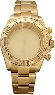 1pcs 39mm PVD Gold Stainless Steel Watch Case + Strap Watch Accessories with Sapphire Glass Case for VK63 Quartz Movement