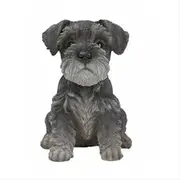 Sitting Schnauzer Puppy Statue Resin Lawn Sculpture Cute Garden Yard Decor