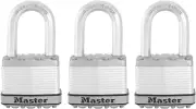 Heavy Duty Outdoor Padlock, Keyed-Alike, 3 Pack, Silver