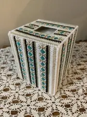 Handmade Needlepoint Plastic Canvas Tissue Box Cover - Tapestry