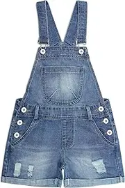 [Kidscool Space] Boys Shorts,Little Big Boys Denim Ripped Summer Shortalls