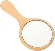 SOESFOUFU Lightweight Handheld Mirror - Decorative Wooden Handle Glass Mirror for Travel and Makeup - Girl's Accessories