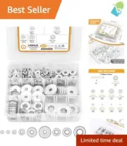 Complete 405Pcs Flat Washer Collection - Stainless Steel Assortment, 9 Sizes