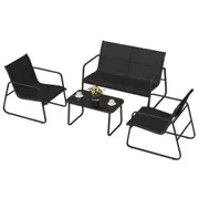 Oppsbuy Patio Furniture 4PCS Conversation Set, Outdoor Table and Chair Set, Outdoor Dining Set for Backyard, Front Porch, Poolside, Black