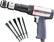 Ingersoll Rand 119MAXK Long Barrel Air Hammer Kit – 5 PC Chisel Set, Lightweight, Quiet, Compact, Powerful, Gray