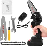 6" Chainsaw Cordless Battery Rechargeable Wood Cutter Saw Chain Saws Electric with 1 Battery