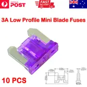 10 Pcs 3A Low Profile Mini Blade Fuses - Purple Car Truck Auto Fuses 3 Amp Fuse