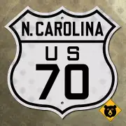 North Carolina US route 70 road sign Asheville Durham Raleigh Outer Banks 16x16