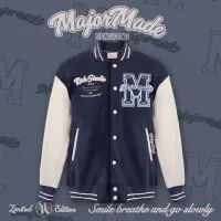 在飛比找momo購物網優惠-【MAJOR MADE】時髦感厚磅刺繡棒球外套(#夾克#休閒