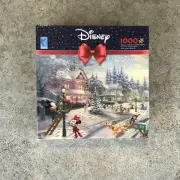 Thomas Kinkade Disney Mickey Mouse Victorian Christmas 1000 Puzzle