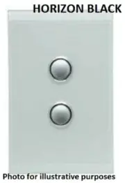Clipsal 4000-SERIES SATURN COVER For 2-Gang Switch, Vertical HORIZON BLACK
