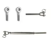 Stainless Steel Wire Balustrade Kit Turnbuckles Jaw Swage Fork Eye Bolts DIY