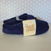 MUK LUKS Faux Royal Blue Suede Clogs Slipper NWT L9/10 Memory Foam