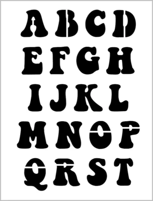 GROOVY TIME Alphabet Stencil 1.5" Inch 60's 70's Letters Uppercase Sheet S605