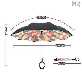全新 反向傘 C型汽車長柄自動雙層可站立反向傘雨傘免持摺疊直柄超大號雙人傘男女 折疊傘