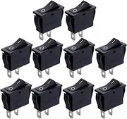TENOL 10 Pieces Mini Boats Rectangle Rocker Switch Toggle Power Compact Easy to Use AC250V/16A 125V/20A for Home Use