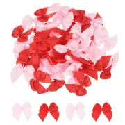 50Pcs Mini Ribbon Bows 1" Mini Fabric Satin Ribbon Flower Bows Pink & Red