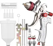 Paint Spraying Gun Kit Gravi Feed Air Spray Gun Sprayer Paint Gun Paint Sprayer with 600ml Cup 1.4/1.7/2.0mm Nozzles for Painting Car Furniture Wall Silver & Red