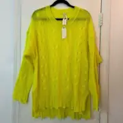 Anthropologie Neon The Posey Stichy Distressed Knit Wool Blend Sweater NWT