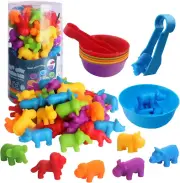 GIGITIGER Counting Animals Matching Game with Sorting Cups, Montessori Sorting &