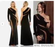MAC DUGGAL 11311 JERSEY ONE SHOULDER ILLUSIONS CUTOUT BLACK GOWN sz 0