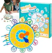 Clock Toy for Toddler, Time Teaching Cardboard Adhesive Clock, Reusable Homeschool Supplies for 3+ Years Old Toddler Children