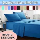 2000TC 100% Egyptian Cotton Flat Fitted Sheet Set Fuzzy Feel Single/D/Queen/King