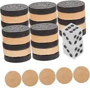 JOINPAYA 1 Set Wooden Chess Pieces Replacement for Chess Board Set Round Checker Pieces for Backgammon Game Accessory