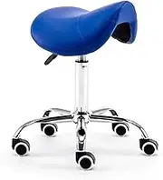 Saddle Stool Chair w/Wheels Leather Saddle Stool Rolling Chair Comfortable 19"~23" High for Clinic Dentist Spa Massage Salons Studio