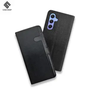 CASE SHOP Samsung A34 5G 前收納側掀皮套-黑