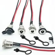 5pcs Threaded Power Socket 15cm Water-Proof Large Current Adapter Female DC Jack 20AWG Plated Copper Wire Pigtail Cable With Dust Cap