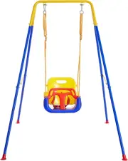 FUNLIO 3-In-1 Swing Set for Toddler with 4 Sandbags, Heavy-Duty Kid Swing Set wi
