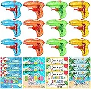 Blosssound 24 Pcs End of Year Student Gifts Bulk 12 Pcs Mini Water Gun 12 Pcs Summer Gift Cards Summer Class Gifts for Teacher Goody Bag Game Outdoor Beach Pool Hawaiian Party Favor