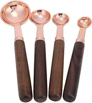 FLEXMAN 4Pcs Measuring Spoons Set, Rose Gold Stainless Steel Measuring Spoons, Non Slip Metal Measuring Spoons, Teaspoon Measuring Spoons for Liquid, Condiment