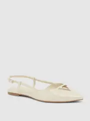 GUESS White Bemas Sling Back Flats Size: 6