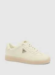 GUESS Women's White Jazlie Low-Top Sneakers Size: 10, Faux Leather